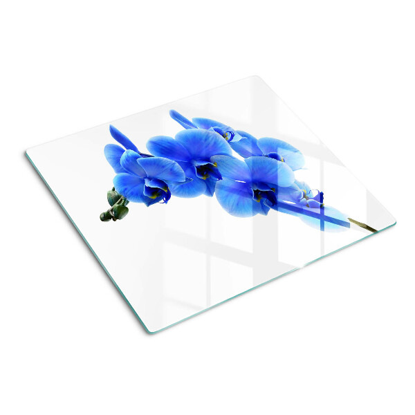 Glasschneidebrett Blaue Orchideen