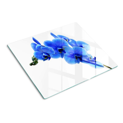 Glasschneidebrett Blaue Orchideen