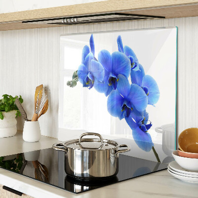 Glasschneidebrett Blaue Orchideen