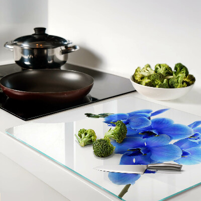 Glasschneidebrett Blaue Orchideen