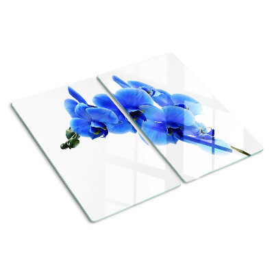 Glasschneidebrett Blaue Orchideen