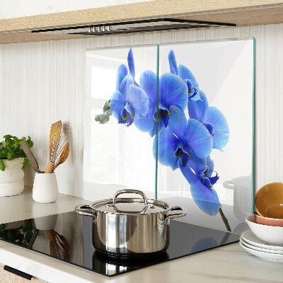 Glasschneidebrett Blaue Orchideen