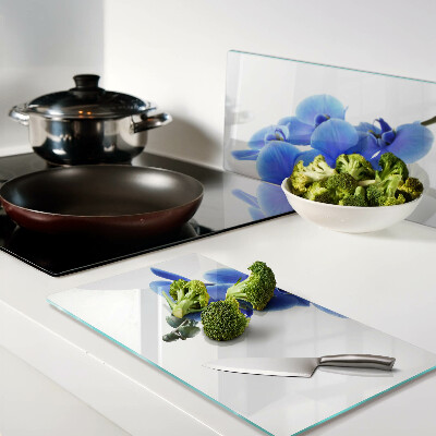 Glasschneidebrett Blaue Orchideen