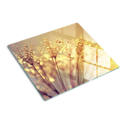 Schneidebrett glas Blumen mit Wassertropfen