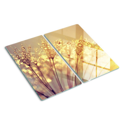 Schneidebrett glas Blumen mit Wassertropfen