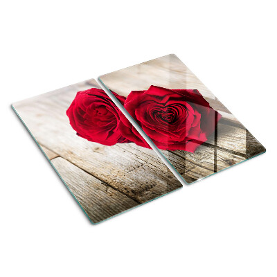 Glasschneidebrett Rote Rosen auf einem hölzernen Hintergrund