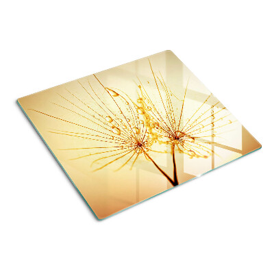 Schneidebrett glas Blumen mit Wassertropfen