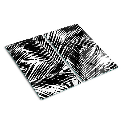 Glasschneidebrett Palmblätter in Schwarz und Weiß