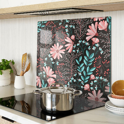 Schneidebrett glas Blumenmuster auf dunklem Hintergrund