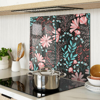 Schneidebrett glas Blumenmuster auf dunklem Hintergrund