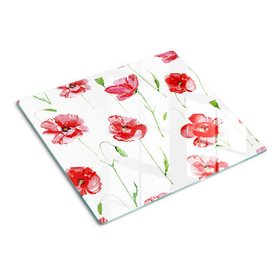Glasschneidebrett Mohnmuster mit Blumen