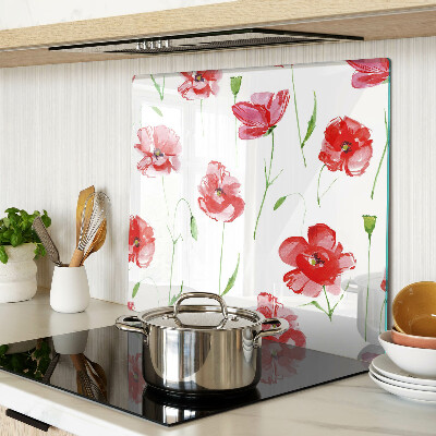 Glasschneidebrett Mohnmuster mit Blumen