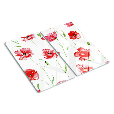 Glasschneidebrett Mohnmuster mit Blumen