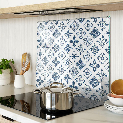 Glasschneidebrett Blumenmotiv im Folk-Stil