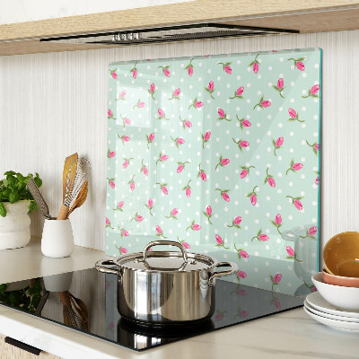 Glasschneidebrett Rosa Tulpen auf grünem Hintergrund