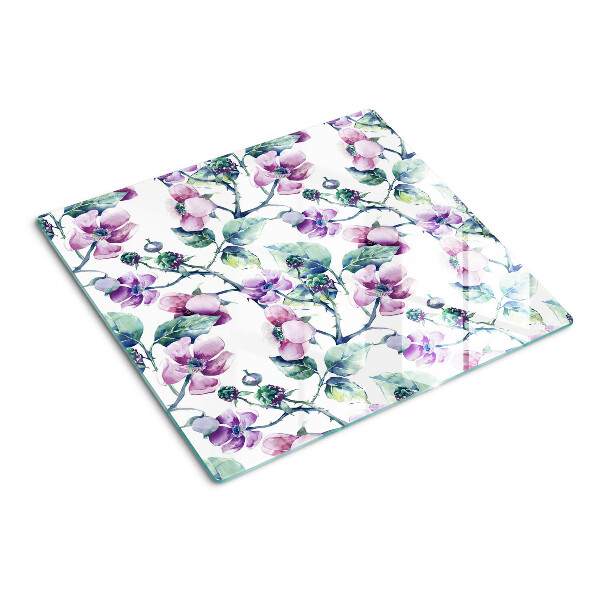 Schneidebrett glas Magnolien-Blumenmuster
