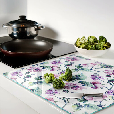 Schneidebrett glas Magnolien-Blumenmuster