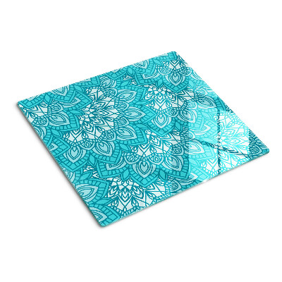 Schneidebrett glas Mandala-Muster in Blautönen