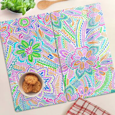 Schneidebrett glas Blumenmuster im Boho-Stil