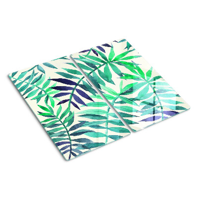 Glasschneidebrett Palmblätter im Aquarellstil