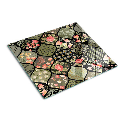 Schneidebrett glas Florales Patchwork mit geometrischen Mustern