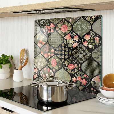 Schneidebrett glas Florales Patchwork mit geometrischen Mustern