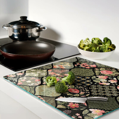 Schneidebrett glas Florales Patchwork mit geometrischen Mustern