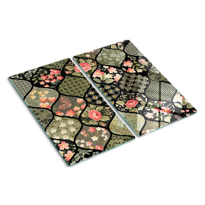 Schneidebrett glas Florales Patchwork mit geometrischen Mustern