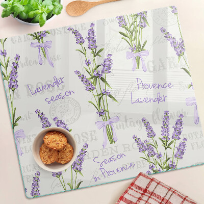 Glasschneidebrett Lavendel und provenzalische Schriftzüge
