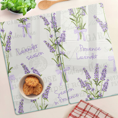 Glasschneidebrett Lavendel und provenzalische Schriftzüge