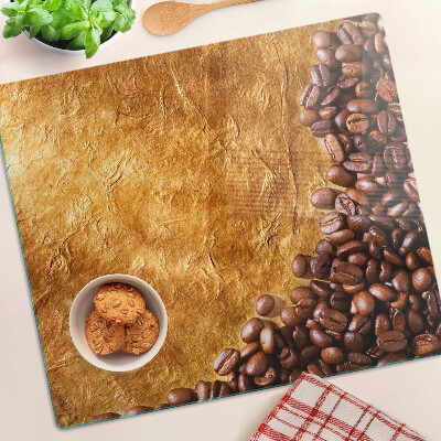 Glasschneidebrett Kaffee- und Ledermuster