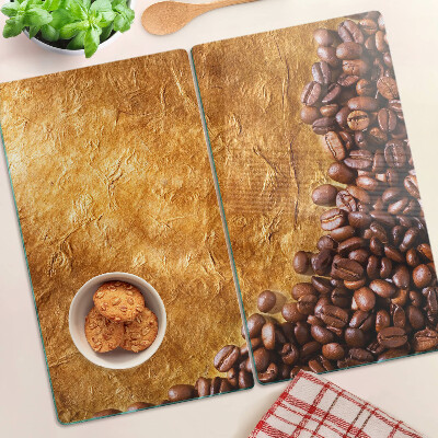 Glasschneidebrett Kaffee- und Ledermuster
