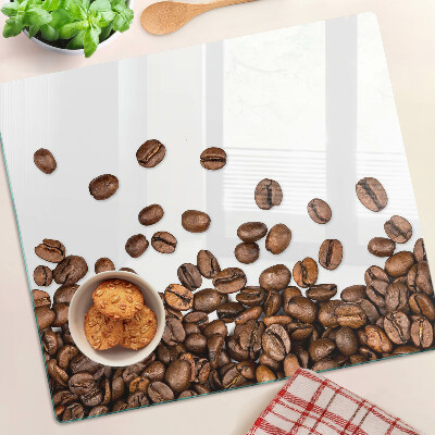Schneidebrett glas Kaffeebohnen