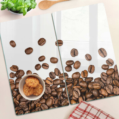 Schneidebrett glas Kaffeebohnen