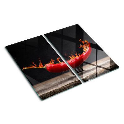 Schneidebrett glas Feuer und Chili