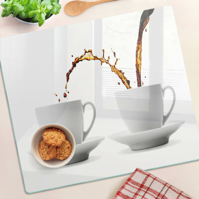 Glasschneidebrett Kaffee in Tassen