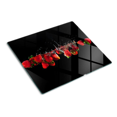 Schneidebrett glas Erdbeeren im Wasser