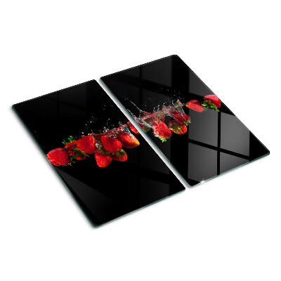 Schneidebrett glas Erdbeeren im Wasser