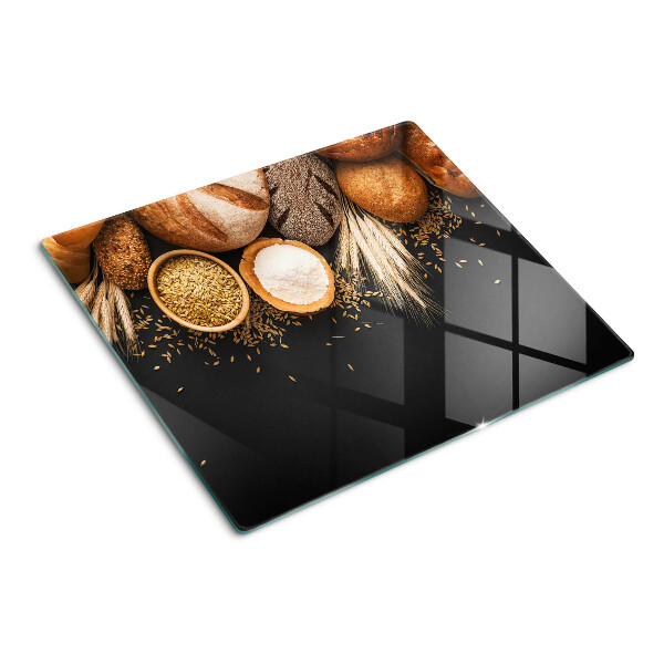 Glasschneidebrett Brot und Getreide