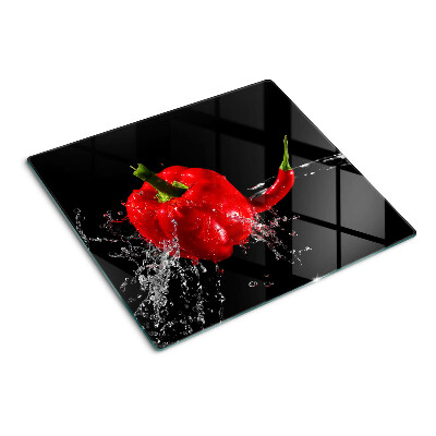 Glasschneidebrett Rote Paprika in Wasser