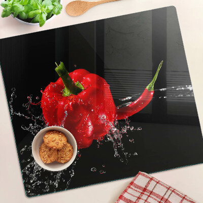Glasschneidebrett Rote Paprika in Wasser