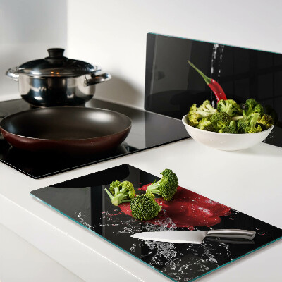 Glasschneidebrett Rote Paprika in Wasser
