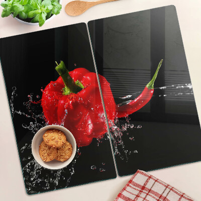 Glasschneidebrett Rote Paprika in Wasser