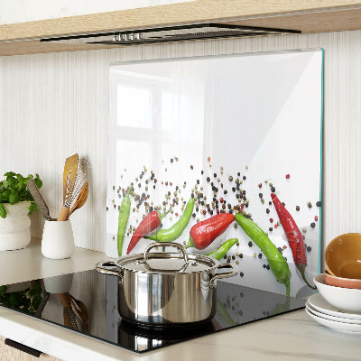 Schneidebrett glas Paprika und Pfeffer