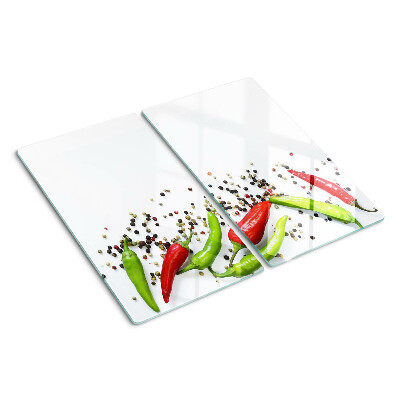 Schneidebrett glas Paprika und Pfeffer