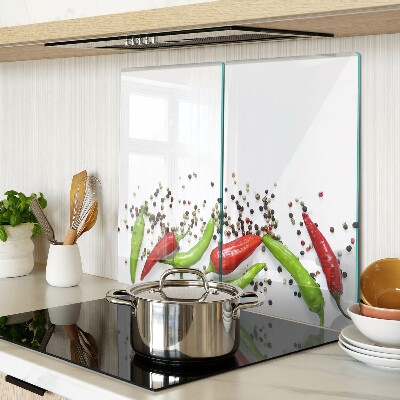 Schneidebrett glas Paprika und Pfeffer