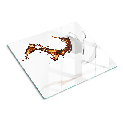 Schneidebrett glas Kaffee und ein spritziges Getränk
