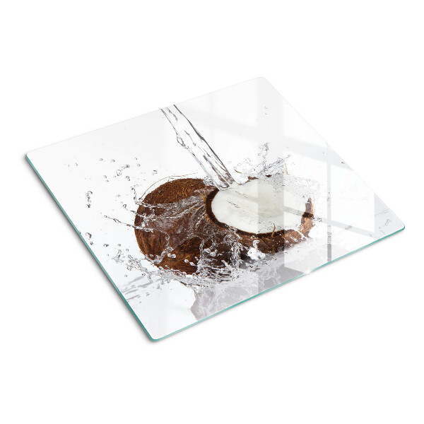 Glasschneidebrett Kokosnuss mit Wasser und Spray