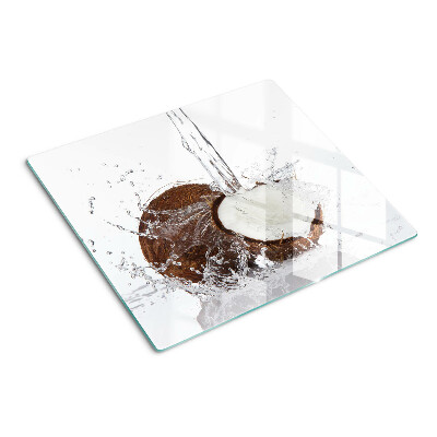 Glasschneidebrett Kokosnuss mit Wasser und Spray