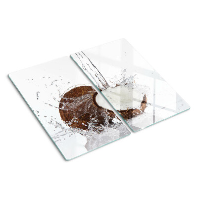 Glasschneidebrett Kokosnuss mit Wasser und Spray